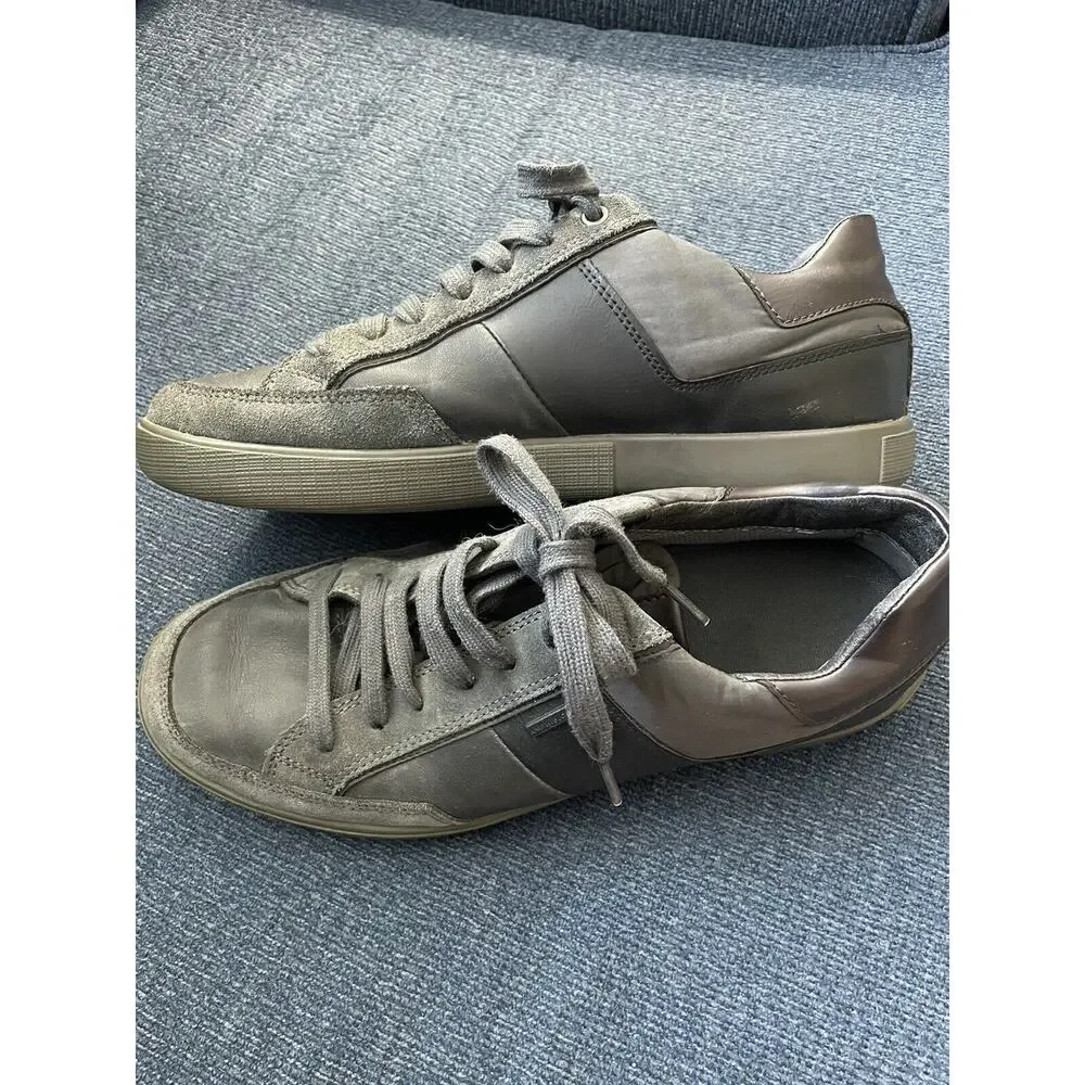 Geox Respira Shoes Mens 8 Leather Sneakers Black Breathable Comfort Walking‎ EUC